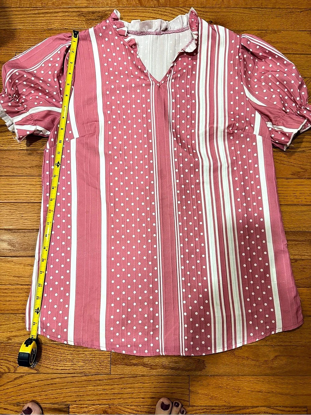 Pink & White Polka Dot Blouse Like New